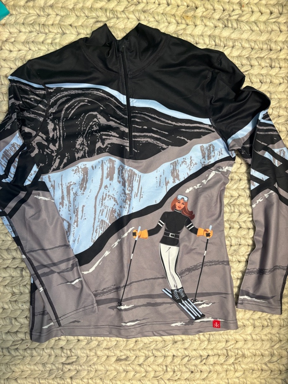 Women's Krimson Klover Ski Graphic Half-Zip Top - Gray & Black